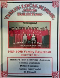 Vanlue Local Schools  Athletic Hall of Fame 1989-1990 Varsity Basketball Award